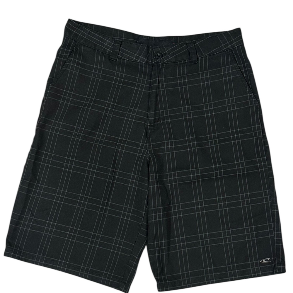 O'Neill Black Plaid Men's Flat Front Shorts